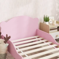 AIYAPLAY Lettino per Bambini con Testiera e Pediera a Orso e 2 Sponde Laterali, in Legno, 143.5x80x55 cm, Rosa(m-9)