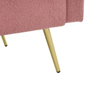 Convertible Sofa Bed with Adjustable Backrest, Gold Legs, Side Pockets, Sherpa Fabric Sleeper Sofa for Bedroom, 176L x 64W x 75H cm, Pink(m-11)