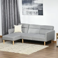 HOMCOM Canapea Extensibila pe Colt cu 3 Locuri din Tesatura Gri Reglabila Stil Scandinav(m-10)