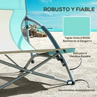 Outsunny Conjunto de 2 Sillas de Playa Plegables y Ligeras con Respaldo de Malla Reposabrazos y Bolsa 58x55x62 cm Azul Oscuro(m-7)