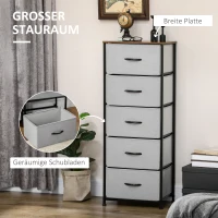HOMCOM Szara komoda z 5 szufladami z tkaniny, z uchwytami, 45 x 30 x 116 cm(m-4)
