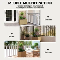 Outsunny Jardinière pour plantes avec treillis 3 bacs à plante 22L en résine tressée et acier 57 x 30 x 107 cm sable(m-4)