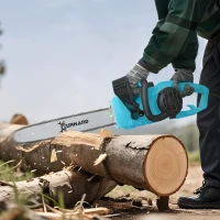 DURHAND 2000W Powerful Electric Chainsaw, 16" Aluminium Blade Portable Corded Chain Saw, 7250rpm Chain Saw for Garden Tree Pruning, 13m/s Chain Speed Auto Chain Lubrication to Cut Wood, Blue(m-8)
