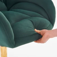 Height-Adjustable Swivel Chair with 360° Revolving Wheels, Gold Legs, Velvet Armchair for Home Office, 64L x 62W x 92.5-99H cm, Green(m-6)