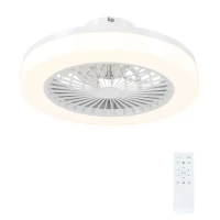 HOMCOM Ventoinha de Teto com Luz LED 40 W Motor DC Revertível Controlo Remoto 6 Velocidades Temporizador Ø46x16 cm Branco(m-10)
