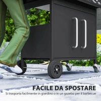 Outsunny Barbecue a Gas con Fornello Laterale, Tavolino e Armadietto, in Acciaio e PP, 129.5x56x110 cm, Nero(m-8)