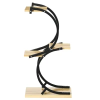 Outsunny Pflanzenständer mit 4 Regalen, Massivholz, wetterbeständig, 46 cm x 25 cm x 91 cm, Schwarz + Natur(m-11)