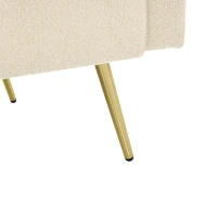 Sherpa Convertible Sofa Bed with 2 Side Pockets, Adjustable Backrest, Gold Legs, Elegant Loveseat for Bedroom, 176L x 64W x 75H cm, Beige(m-12)