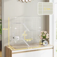 PawHut Gabbia per Roditori Multilivello con Accessori Inclusi, in Acciaio, PET e PS, 73x47x80 cm, Bianco(m-3)