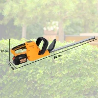 Outsunny 20" Cordless Hedge Trimmer, 18V Electric Hedge Cutter with 51cm Dual Action Blade, 2 x 4000mAh Batteries and Brushless Motor for Garden Branches, Shrubs, Twigs, Orange(m-3)
