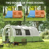 Outsunny 3000mm Waterproof Camping Tent, 5-6 Man Family Tent with Living and Bedroom, Carry Bag Included, Cream and Green(m-4)