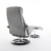 Chenille Upholstered Massage Recliner with Ottoman Footstool, 5-Point Massager, Ergonomic Backrest, 88L x 80W x 106H cm, Grey(m-13)