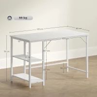 HOMCOM Computer Desk, with Power Sockets - White(m-3)