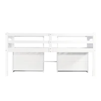 3ft Storage Bed with 2 Drawers and Compartments, Pine and Particle Board, for Children's Room - White(m-15)