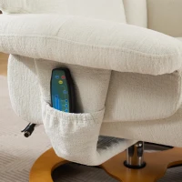 Chenille Upholstered Massage Recliner with Ottoman Footstool, 5-Point Massager, Ergonomic Backrest, 88L x 80W x 106H cm, White(m-8)