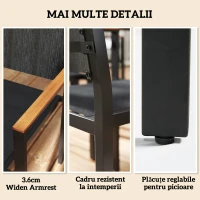 Outsunny Set de Grădină din 7 Piese cu Masă și 6 Scaune Stivuibile cu Brațe, 150x90x75 cm, Lemn Natural(m-7)