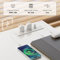 HOMCOM Computer Desk, with Power Sockets - White(m-4)