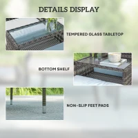 Outsunny Two-Seat Rattan Chair, with Middle Table - Charcoal Grey(m-4)