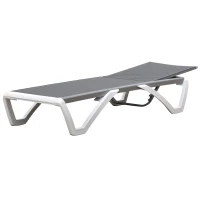 Outsunny Sonnenliege, Gartenliege, verstellbare Rückenlehne, Aluminium, Grau(m-15)