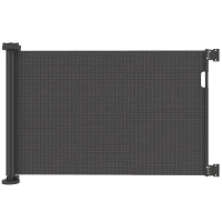 PawHut Barrera de Seguridad para Perros Retráctil con Interruptor de Cierre para Puertas Escaleras Pasillos 142x10x87 cm Negro(m-1)