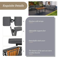 Outdoor Garden Furniture Set with 2 Sofas, Adjustable Wood Table, Galvanised Iron Frame, Cushions and Pillows, 250L x 186W x 76H cm, Grey(m-6)