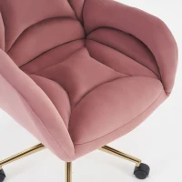 Height-Adjustable Velvet Swivel Office Chair with Universal Wheels, Metal Base, Ideal for Indoor Office Spaces, 64L x 62W x 92.5-99H cm, Pink(m-5)