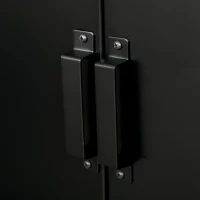 HOMCOM Armario Metálico con Doble Puerta y 2 Baldas Ajustables Mueble Multiusos para Oficina Salón Dormitorio 75x33x110cm Negro(m-9)