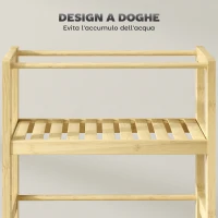 HOMCOM Scaffale Bagno a 3 Livelli con Ruote, Carrellino in Legno di Bambù, 36x15x73 cm, Colore Legno(m-7)