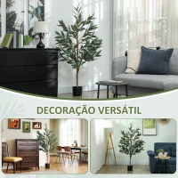 HOMCOM Planta Artificial de Louro 150 cm Planta Artificial Decorativa Grande Decoração para Casa Escritório Varanda Quarto Verde(m-8)