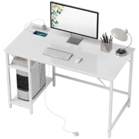 HOMCOM Computer Desk, with Power Sockets - White(m-11)