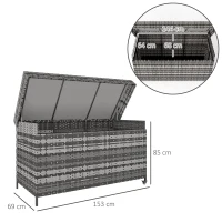 Outsunny 627 L Rattan Storage Box - Dark Grey(m-3)