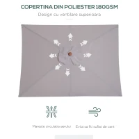 Outsunny Umbrela de Gradina Reglabila Design Modern di Lemn 2x1.5m, Gri(m-5)
