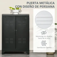 HOMCOM Armario Metálico con Doble Puerta y 2 Baldas Ajustables Mueble Multiusos para Oficina Salón Dormitorio 75x33x110cm Negro(m-5)