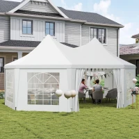 Outsunny 6.8 x 5m Octagonal Marquee Gazebo - White(m-2)