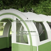 Outsunny 3000mm Waterproof Camping Tent, 5-6 Man Family Tent with Living and Bedroom, Carry Bag Included, Cream and Green(m-6)