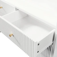Fluted 6-Drawer Sideboard with RGB LED Lighting, Modern Storage Cabinet for Living Room, Bedroom, Dining Room, Office, 120L x 40W x 75H cm, White(m-11)