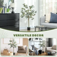 HOMCOM Set of 2 Decorative Artificial Tree, 4ft/ 120cm Silk Eucalyptus Trees with 230 Silver Dollar Leaves in Pot, Fake Plants for Home, Office, Living Room, Indoor Decor(m-8)