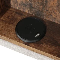 Upholstered Double Bed with Wireless Charging, Hydraulic Storage and Linen Fabric, 206L x 155W x 100.5H cm, Natural(m-19)