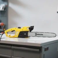 DURHAND 2000W Powerful Electric Chainsaw, 16" Aluminium Blade Portable Corded Chain Saw, 7250rpm Chain Saw for Garden Tree Pruning, 13m/s Chain Speed Auto Chain Lubrication to Cut Wood, Yellow(m-9)