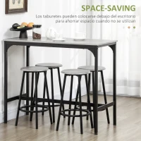 HOMCOM Set de Mesa de Bar y 4 Taburetes Estilo Industrial Marco de Metal para Cocina Salón Gris y Negro(m-5)
