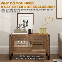 PawHut Cat Litter Box Enclosure with Tall Legs, Scratching Board, Double Doors, Ventilation Holes, 80 x 45 x 50 cm, Dark Brown(m-5)