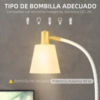 HOMCOM Lámpara de Pie LED con Altura Ajustable y Pantalla para Lectura 49x21x127-160 cm Blanco y Dorado(m-6)