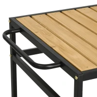 Outsunny Servierwagen im Industrie-Design, wetterbeständig, 3 Haken, 1 Regal,107 cm x 65 cm x 80 cm, Schwarz +Natur(m-10)