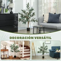 HOMCOM Árbol Artificial de Laurel 120 cm Decoración para Hogar Oficina Balcón Dormitorio Verde(m-8)