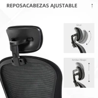 Vinsetto Silla de Oficina de Malla Silla de Escritorio Respaldo Alto Reposacabezas Ajustable Soporte Lumbar 4D 62x64x120 cm Negro(m-7)