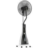 HOMCOM Pedestal Fan with Water Mist Spray, Spray Misting Fan with 75° Oscillation, Remote Control, Tilt Head, 3 Speeds, 3 Modes, 3 Mist, 3L Water Tank, Wheels, for Home, 125 cm(m-1)