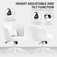 HOMCOM Velvet-Feel Petal Back Office Chair - White(m-6)