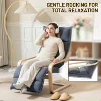 HOMCOM Curved Wooden Accent Chair, with Adjustable Footrest - Drak Grey(m-6)