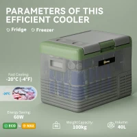 Outsunny 40L Portable Car Refrigerator - Light Green and Grey(m-4)