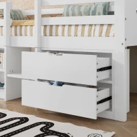 3ft Storage Bed with 2 Drawers and Compartments, Pine and Particle Board, for Children's Room - White(m-8)
